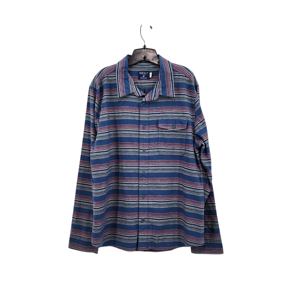 Impact Collection Men's Organic Long Sleeve Striped Button Down Shirt - XL